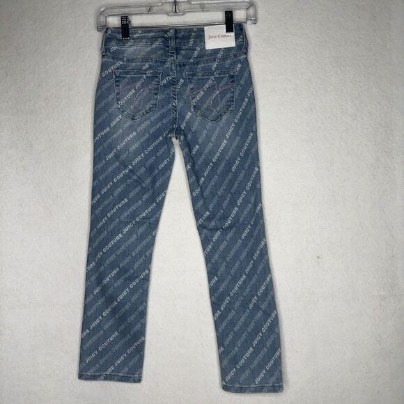 Juicy Couture Kids A/O Logo Print Straight Jeans Medium Wash Size 8 - Picture 4 of 8